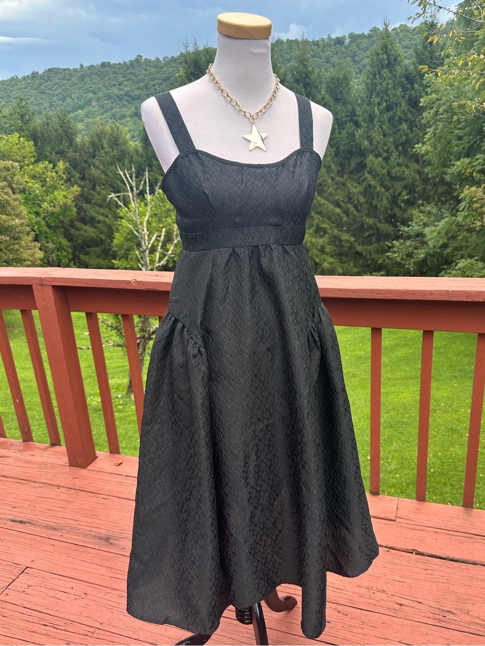 Moon River Kimber Black Jacquard Textured Midi Dress NWT! - Picture 4 of 6